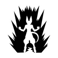 DBZ TV SERIES SUPER SAIYAN BEERUS SILHOUETTE DRAGON BALL STICKERS SYMBOL 5.5" DECORATIVE DIE CUT DECAL FOR CARS TABLETS LAPTOPS SKATEBOARD - BLACK