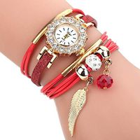 BEUU Women's Watches Vintage Wrap Around Bead Leaf Bracelet Quartz Wholesale Set