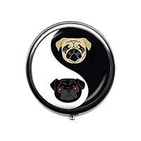 Yin Yang Pug Pill Box,Black and Tan Bulldog Candy Box,Dog Jewelry Gifts, for Pug Lovers Rescue