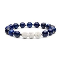 Bivei Aromatherapy Lava Stone Essential Oil Diffuser Bracelet Semi Precious Gemstone Round Beads Crystal Bracelet(Lapis Lazuli)