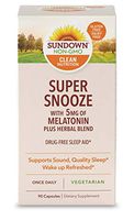 Sundown Super Snooze Melatonin Capsules, Supports Sound, Quality Sleep*, Herbal Blend 90 Count