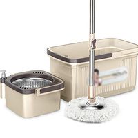 Broom and Dustpan with Long Handle Telescopic Upri Rotating mop - Stainless Steel Lazy mop, Household Absorbent mop (Size : There are six Cotton Heads)