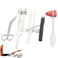 LAJA Imports Set of 5 Pcs Reflex Percussion Taylor Hammer + Penlight + Tuning Fork C 128 C 512 + Bandage Scissors