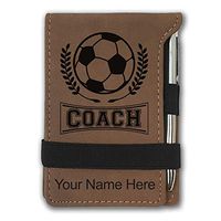 Mini Notepad, Soccer Coach, Personalized Engraving Included (Dark Brown)