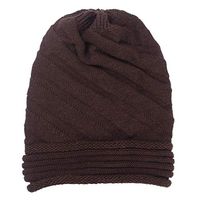 Theoylos Women's Slouchy Beanie Winter Knit Hat Ladies Warm Soft Skull Cap Solid Color Casual Ski Cap Hairball Hat Coffee