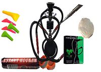 2 Hose Hookah Neon, Two Styles to Choose from 12" Height, Cute Shape Comes with 10 Instant Charcoal, 5 Mouth Tips, 25 foil Paper (Style 2, Black)