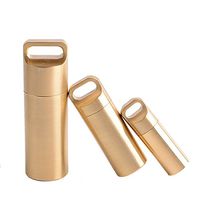 Weimian 3 PCS Pill Fob Case - Solid Brass Metal Keychain Drug Holder, Small Waterproof Airtight Container Organizer Medicine Boxes Outdoor Travel EDC Bottle