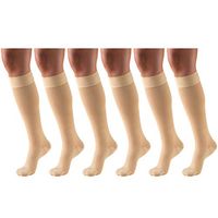 20-30 mmHg Compression Stockings for Men and Women, Knee High Length, Dot Top, Closed Toe Beige Medium (6 Pairs)