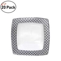 TigerChef Clear & Silver 7.25" Salad/Dessert Plates Diamond Design Collection Pack Of 20