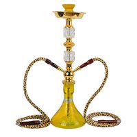 Kumiy ?27.5" 2 Hose Hookah Combo Kit Set, Shisha Pipe Glass Base Metal Material Smoking Water Pipe Bong?Arab Luxury Extreme Series/Family Gathering/Party (D)