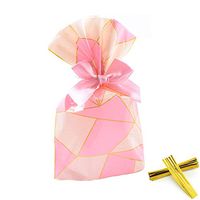 We Moment Pink Lattice Clear Cello Bags Candy Plastic Favor cellophane Treat Bags,Pack of 50
