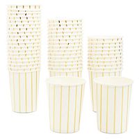 Blue Panda Party Paper Cups with Gold Foil Stripes (Pack of 50, 9 oz.)