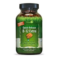 Irwin Naturals Quick-Release B-12 Extra 3,000mcg High Potency Methylcobalamin Vitamin - Fast Enhanced Absorption with MCT + Asian Ginseng - Natural Energy Boost - 60 Liquid Softgels
