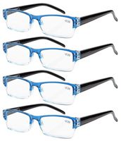 Eyekepper Reading Glasses-4 Pack Blue-Clear Frame for Women Men Reading,Two-Tone +2.00 Reader Eyeglasses