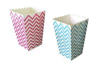 Gender Reveal Paper Treat Boxes - Pink Blue Chevron Popcorn Boxes - Pack of 24
