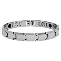 Double Accent 10MM Tungsten Carbide Mens Bracelet Beveled Edges Magnetic Bracelet (Size 8.5, 9 Inches), 8.5