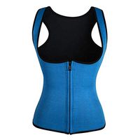 CCOOfhhc Women's Fitness Corset Sport Body Shaper Vest Waist Trainer Corset Workout Slimming Zipper Sauna Sweat Tank Top (Dark Blue, XL)