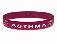 Asthma ID Bracelet Wristband - Purple - 6 Inches