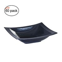 TigerChef TC-20288 Heavyweight Rectangular Plastic Plates, Fancy Party Plates, BPA-Free, 5 Ounce Capacity, Black (Pack of 10)