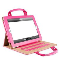 TechCode iPad Mini 4 Cover for Women, Luxury Portable Business Style Handbag Slim PU Leather with Handle Pocket Stand Carrying Case Cover for iPad Mini 4 7.9 inch(Hot Pink)