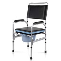 AIYLY Aluminum Bedside Commode Chair, Handicap and Disabled Toilet Safety Handrail Adjustable Height
