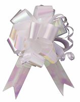 4 Inch Iridescent White Pull Bows Party Supplies Decoration, 10 Pack