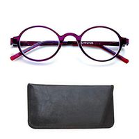 Boomer Eyeware Classic Stylish Round Signature Specs, Deluxe Upmarket Reading Glasses for Men & Women, 1.00, Purple