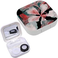 Portable Contact Lens Case Box Travel Kit Mirror + Bottle + Tweezers Container Holder [ Tropical Watercolor Exotic Flowers ]