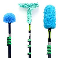 EVERSPROUT Duster 3-Pack with Extension Pole (30+ Foot Reach) | Hand-Packaged Cobweb Duster, Microfiber Feather Duster, Flexible Microfiber Ceiling & Fan Duster | Aluminum Telescopic Pole