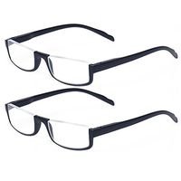 Reading glasses 2 Pair Half Moon Half Frame Readers Spring Hinge Men and Women Glasses (2 Pack Black, 2.25)