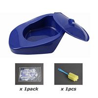 Bedpan with Lid, Dark Blue Elderly Personal Care Bidet Pans, Easy to Use, Smooth Bed Pans for Bedridden Disabled and Pregnant Woman,Darkblue