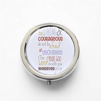 RhyNSky Be Strong and Courageous Mini Portable Pocket Purse Pill Box Case Pillbox, 3 Compartments, Silvery, 188