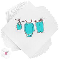 Baby Shower Dessert/Cocktail Napkins - Boy Baby Shower, Cute, Soft, Multi-Use, Disposable, Eco-Friendly, Absorbent, Decorations, Party Supplies, 4.9” x 4.9”, 50ct (White and Blue)