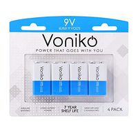 VONIKO 9V Batteries - Alkaline 9V Battery 4 Pack - Ultra Long Lasting with a 7 - Year Shelf Life