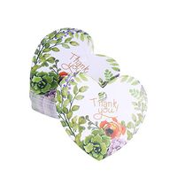 Amosfun 50PCS Heart Shape Floral Gift Package Tags Paper Hanging Tags Baking Food Package Tags Labels Wedding Favor Tags (Thank You)
