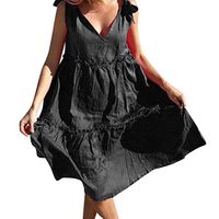 CCatyam Dress for Women, Tanks Tops Vest Sleeveless Solid Loose Sexy Vintage A-line Party Fashion Black