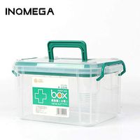 INQMEGA White First Aid Box, Plastic Storage Container with Locking Lid & Handle