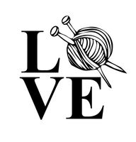 Love knitting Vinyl Decal Sticker (BLACK)