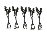 TOPWEL 5PCS Soft Flexible Silicone Waterproof Corded String Earplugs Swimmer Gel Ear Plugs for Sleeping or Swimming (Black)