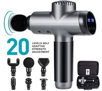 Massage Gun, TNO Hand-Held Deep Tissue Muscle Massager, Powerful Cordless Percussion Massage Gun, Portable Massage Device with 6 Massage Heads, Featuring Quiet Glide Technology-20 Speed Level