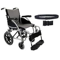 Karman S-Ergo 115 Ergonomic Transport Wheelchair | S-Style Seat Size 16" X 17" | Standard Swing Away Legrest | Frame Color - Pearl Silver & Free Black Wheelchair Seatbelt!