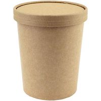 [50 Count] 32 oz Freezer Containers And Lids - Kraft Paper To Go Cups - Durable Heavy Duty Quart Ice Cream Containers! Non-vented Lids Prevent Freezer Burn! Frozen Dessert Supplies