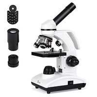 TELMU Microscope 40X-1000X Dual Cordless LED Illumination Lab Compound Monocular Microscopes with Optical Glass Lenses & 10 Slides 