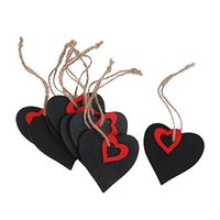Tinksky 10pcs Mini Hanging Blackboard Gift Price Wooden Tags - Heart Shape (Red)