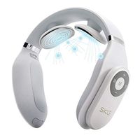 SKG Smart Neck Massager with Heat Portable Massage Equipment with Remote Control Cordless Design (White)