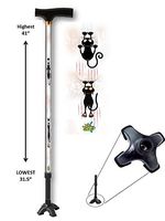Walking Cane Adjustable T Handle with Footed Cane Tip Cat Scratch Design
