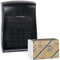 Kimberly Clark Paper Towel Dispenser (Black) with 12 Packs of 200 Scott C Fold Paper Towels (2,400 Towels)