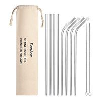 Metal Straws Reusable 8 Set, Stainless Steel Drinking Straws with 2 Cleaning Brush for Cocktail, Drinks, Smoothie, Milk, Juices, Environment Friendly for Daily Life