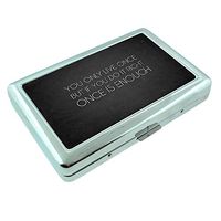 Once Is Enough Em1 Hip Silver Cigarette Case Id Holder Metal Wallet 4" X 2.75" RFID Protection