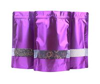 100x Zip Lock Stand Up Food Bags Resealable Zipper Pouches Aluminum Foil Bags for Grilling Cooking Vacuum Sealable Food Saver with Matte Window (Purple Coffee Bags, 9x13cm (3.5x5.1"))